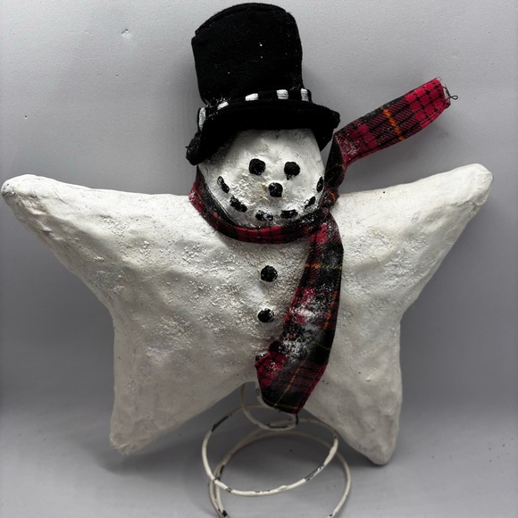 SALE-Christmas tree topper-Smowman-Star- paper mache/Primative/Farmhouse/Whim… - Picture 7 of 10